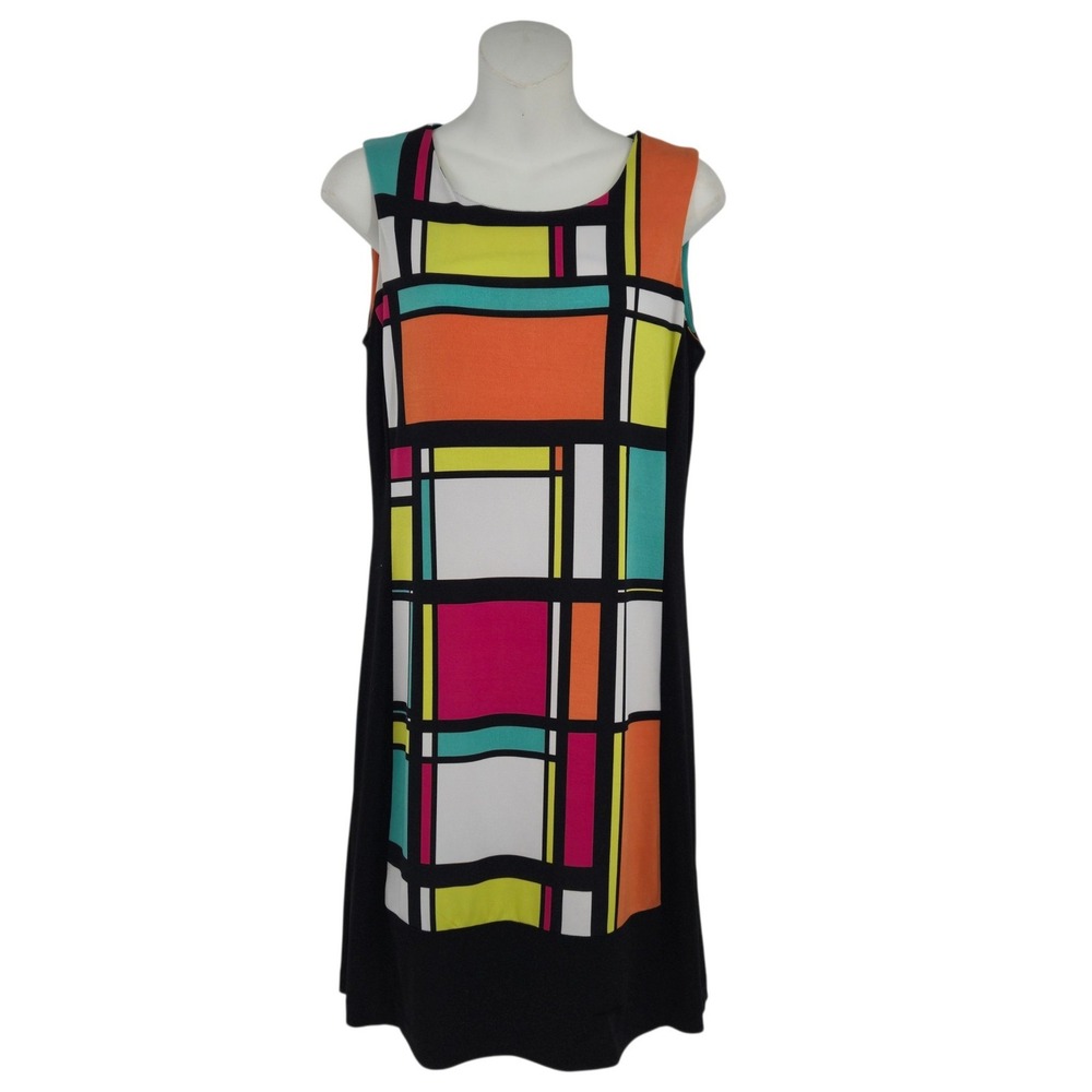 Emma & Michele Dress Women Small Colorblock Mod Sleeveless Shift Retro Geometric